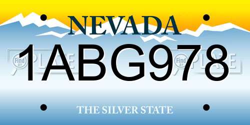 1ABG978 Nevada License Plate