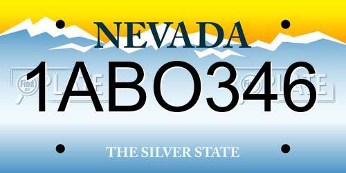 1ABO346 Nevada License Plate