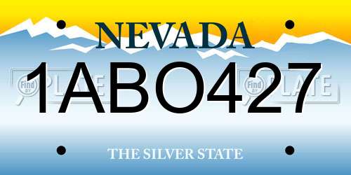1ABO427 Nevada License Plate