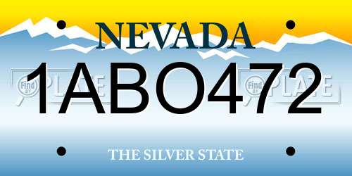 1ABO472 Nevada License Plate