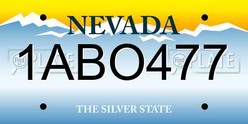 1ABO477 Nevada License Plate
