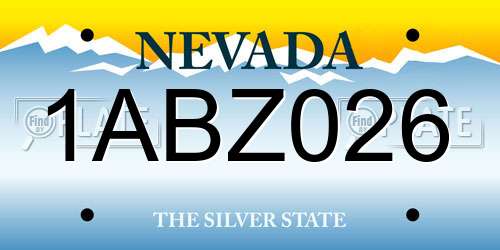 1ABZ026 Nevada License Plate