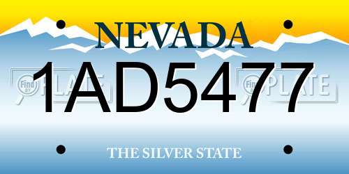 1AD5477 Nevada License Plate