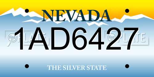 1AD6427 Nevada License Plate
