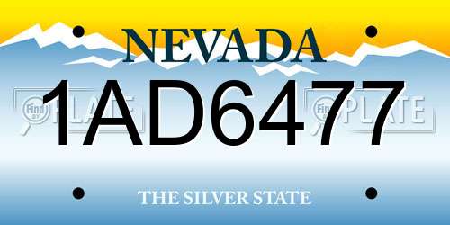 1AD6477 Nevada License Plate