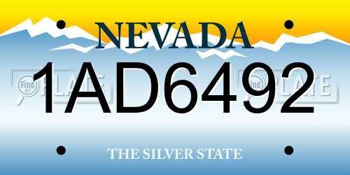 1AD6492 Nevada License Plate