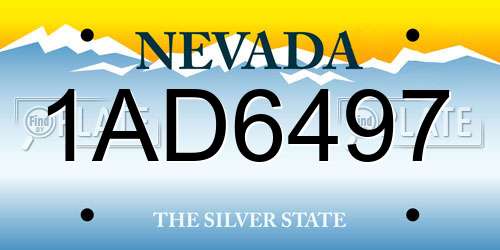 1AD6497 Nevada License Plate