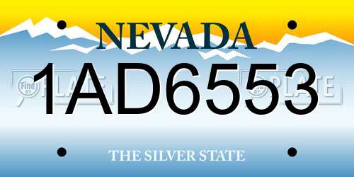 1AD6553 Nevada License Plate