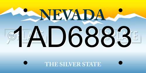 1AD6883 Nevada License Plate