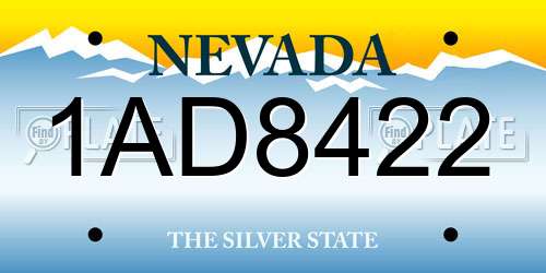 1AD8422 Nevada License Plate