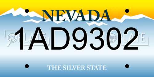 1AD9302 Nevada License Plate