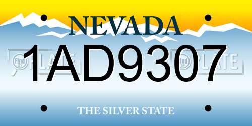 1AD9307 Nevada License Plate