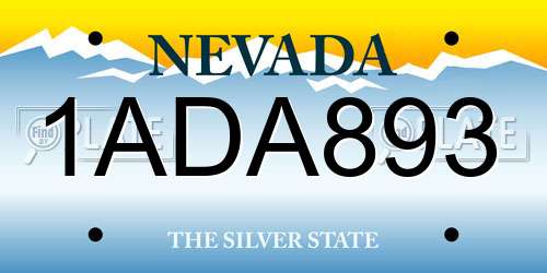 1ADA893 Nevada License Plate