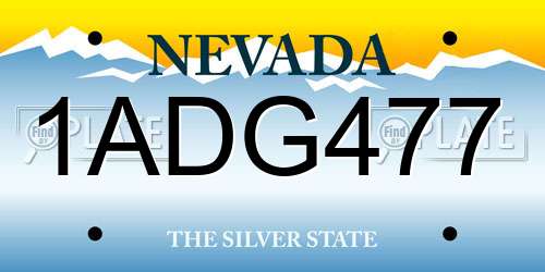 1ADG477 Nevada License Plate