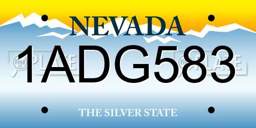 1ADG583 Nevada License Plate