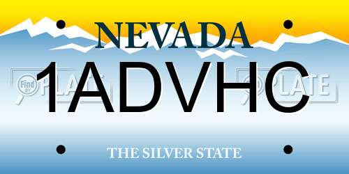 1ADVHC Nevada License Plate