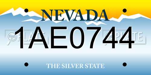 1AE0744 Nevada License Plate