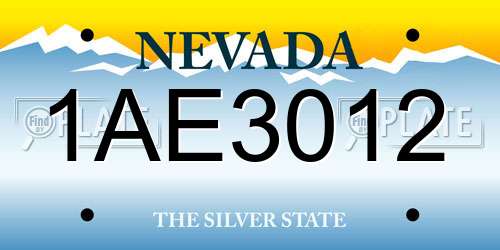 1AE3012 Nevada License Plate