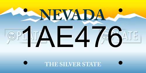 1AE476 Nevada License Plate