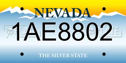 1AE8802 Nevada License Plate