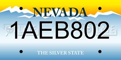 1AEB802 Nevada License Plate