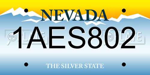 1AES802 Nevada License Plate