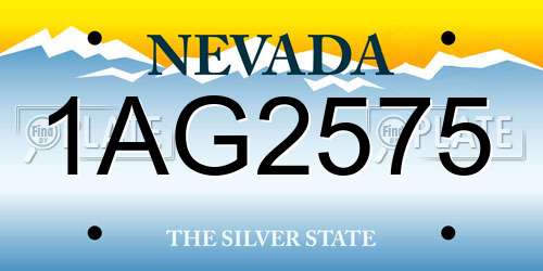 1AG2575 Nevada License Plate