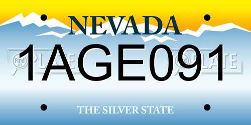 1AGE091 Nevada License Plate