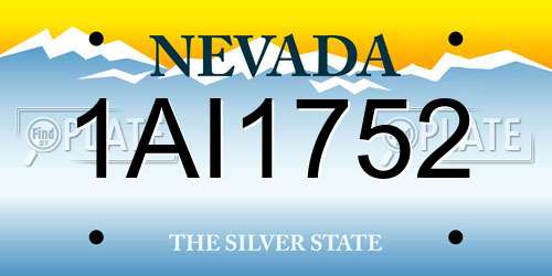 1AI1752 Nevada License Plate