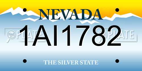 1AI1782 Nevada License Plate