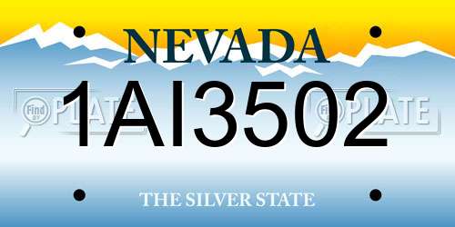 1AI3502 Nevada License Plate