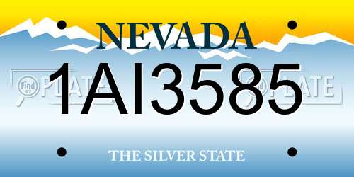 1AI3585 Nevada License Plate