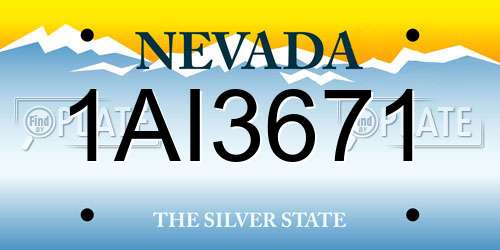 1AI3671 Nevada License Plate