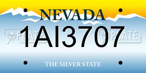 1AI3707 Nevada License Plate