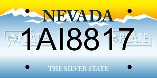 1AI8817 Nevada License Plate