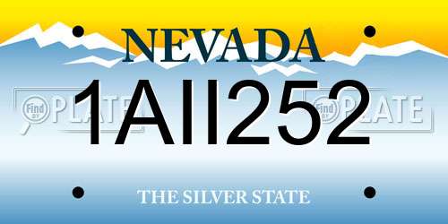 1AII252 Nevada License Plate