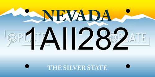1AII282 Nevada License Plate