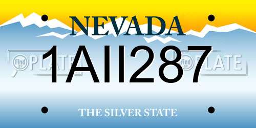 1AII287 Nevada License Plate