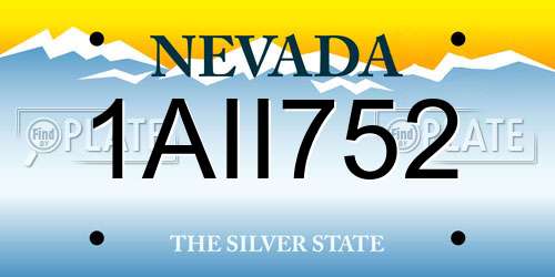 1AII752 Nevada License Plate
