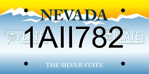 1AII782 Nevada License Plate