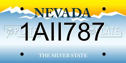 1AII787 Nevada License Plate