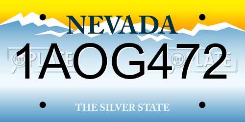 1AOG472 Nevada License Plate