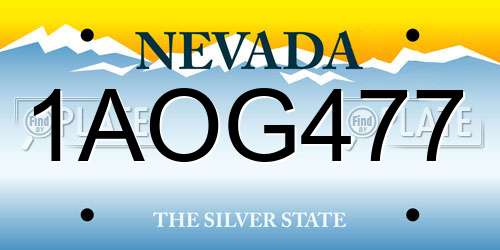 1AOG477 Nevada License Plate