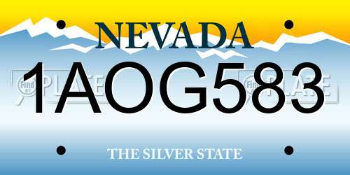 1AOG583 Nevada License Plate