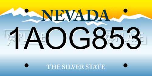 1AOG853 Nevada License Plate