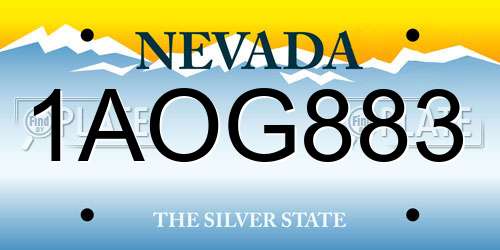 1AOG883 Nevada License Plate