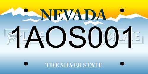 1AOS001 Nevada License Plate