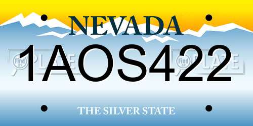 1AOS422 Nevada License Plate