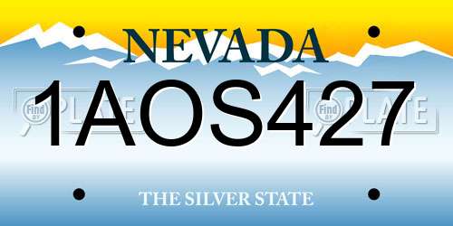 1AOS427 Nevada License Plate