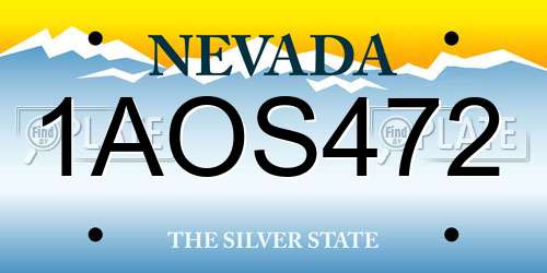 1AOS472 Nevada License Plate